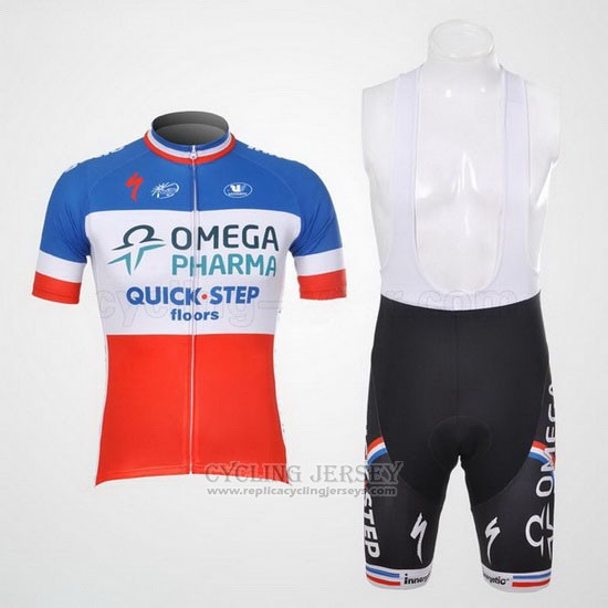 2012 Cycling Jersey Omega Pharma Quick Step Champion France Short Sleeve and Bib Short